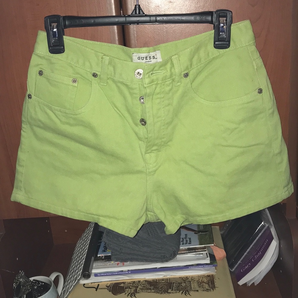 GUESS green denim short shorts